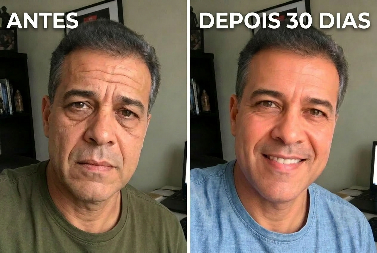 Antes e depois. Roberto Santos, 49