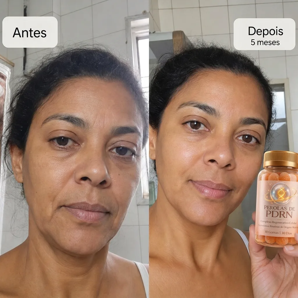 Foto de antes e depois enviada por Patrícia S. usando Pérolas de PDRN