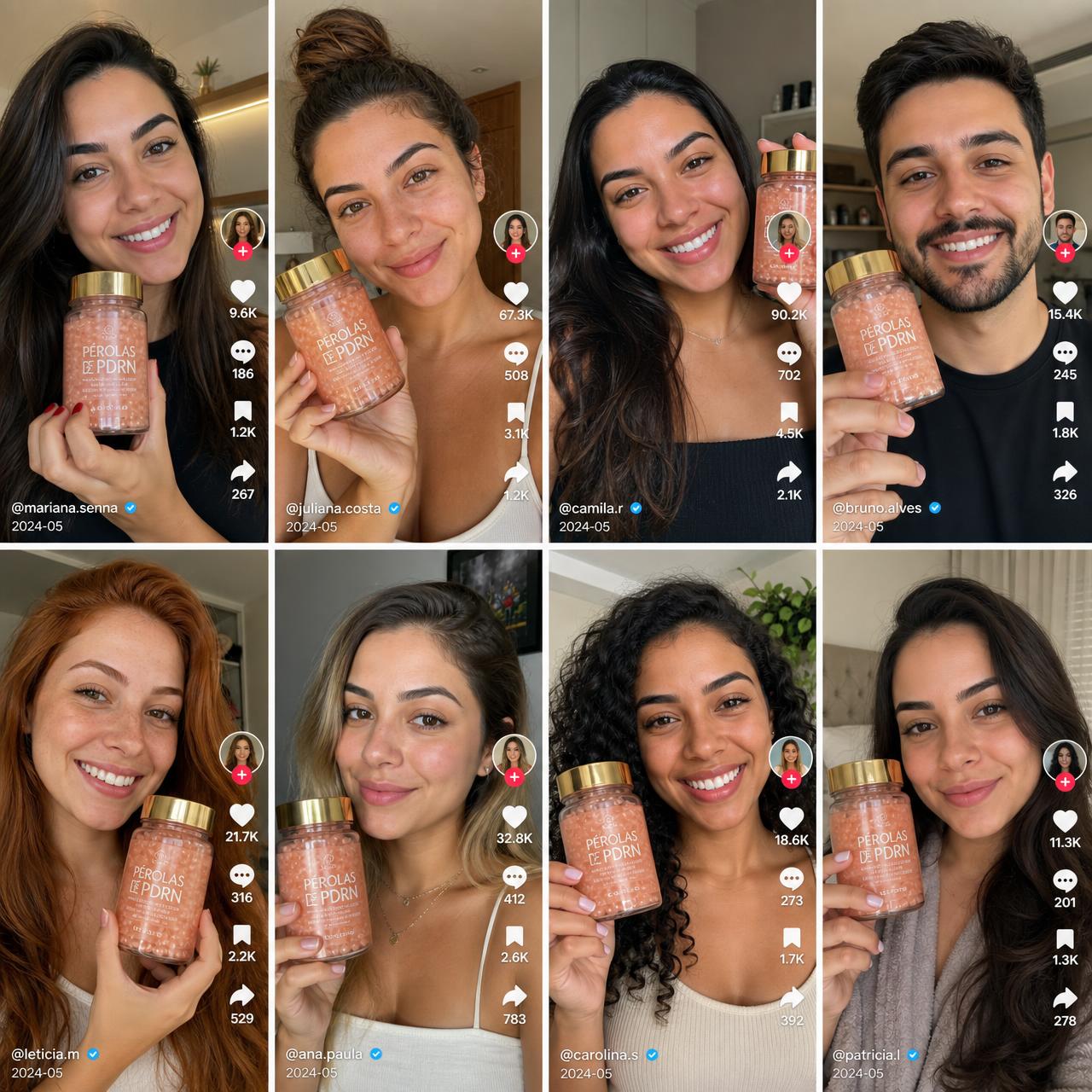 Brasileiras reais mostrando a Goma PDRN no TikTok